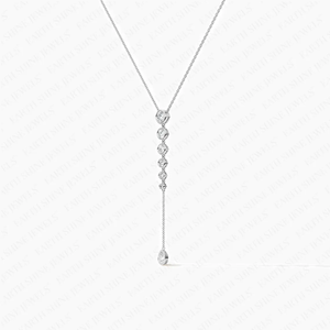 Collar Lariat con Diamantes Cultivados en Laboratorio, Oro Sólido de 14K/18K, Engaste de Bisel, Collar en Y con Piedras Graduadas Redondas y en Forma de Pera, Joyería Nupcial - Product Image 6