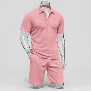 2026 Wholesale Summer Men's Casual Shorts <b>Set</b> Plain Color Solid 100% Cotton Jersey Quick Dry Knitted Customized Logo <b>Twin</b> <b>Set</b> - Product Image 2