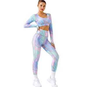 Conjuntos de Yoga para Mujer con Estampado Oceánico, Nailon y Spandex Premium, Ligeros, Transpirables, Flexibles y Cómodos, Venta al Por Mayor - Product Image 3