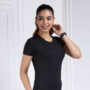 Camiseta de Algodón de Color Sólido para Mujer, Cómoda para Uso Diario, Ligera, Transpirable, Suave al Tacto, Corte Regular para Atuendos Casuales - Product Image 3