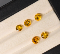 Batu Permata Citrine Kuarsa Alami 5 MM Potongan Bulat Brilian Untuk Pembuatan Perhiasan