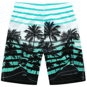 Shorts de plage pour hommes 2024 OEM personnalisés, séchage rapide, écologiques, anti-UV, style vintage, taille élastique, en polyester, pour la natation - Product Image 2