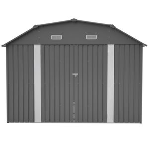 Capanno da Giardino Robusto 3x3,6 m Grigio, Resistente alla Ruggine, in Acciaio, con Kit Telaio per Pavimento - Product Image 1