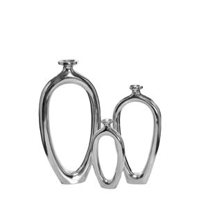 El juego más vendido de 3 floreros de metal de aluminio de diferentes tamaños para decoración del hogar, jarrones de suelo - Product Image 1