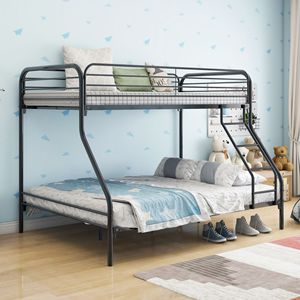 Letto a Castello in Metallo Resistente con Livello Superiore Rinforzato e Ringhiera di Sicurezza, Facile da Montare, Colore Nero - Product Image 4