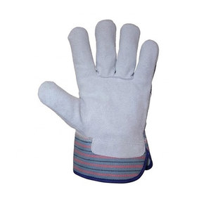 Gants de travail robustes en cuir de vachette pleine fleur avec dos en coton – Vente en gros de gants de sécurité haute résistance pour la construction et les travaux généraux - Product Image 2