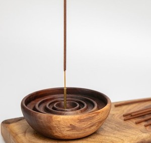 Floral Wooden Incense Stick Bowl With Ash Catcher For Aromatherapy Yoga Room Decor & Gifting Eco Conscious Home Decor Accessory - Product Image 3
