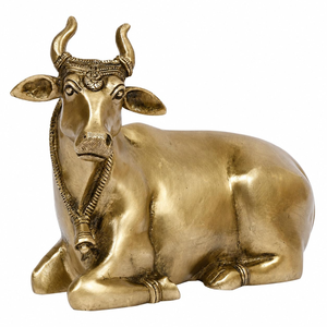 Estatua de Vaca de Metal, Figura Decorativa de Vaca Sentada, Escultura Tradicional India de Animal, Decoración para el Hogar, Adorno de Mesa - Product Image 5