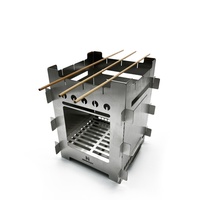 Ensemble de foyer de Camping pliant Portable (5 pièces) poêle de poche en acier inoxydable Mini gril de foyer pliable cuisine extérieure poêle à BBQ