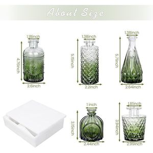 Juego de 5 Pequeños Floreros de Vidrio Verde, Mini Centros de Mesa Vintage para Bodas y Decoraciones de Mesa para Flores Individuales - Product Image 6