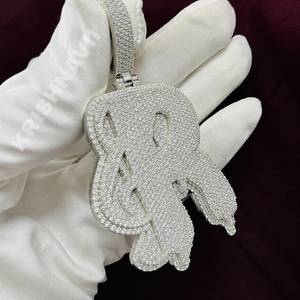 Colgante de Letra Personalizado de 33 Pulgadas con Moissanita VVS, Chapado en Oro Blanco, Estilo Hip Hop, Regalo - Product Image 6