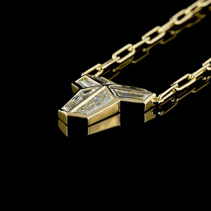 Collier pendentif géométrique en diamant de laboratoire, chaîne trombone en or 10K 14K 18K et argent 925 935, bijoux - Product Image 3