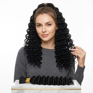 ผมแท้ Remy แบบเป็นมัด สีดำธรรมชาติ ลอนลึก ผมเวอร์จิ้น 100% ผมยาวหยิก สามารถปรับแต่งขนาดและสีได้ - Product Image 3