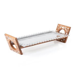 Plateau de service en aluminium de style rustique personnalisable pour une décoration de table naturelle, rehaussant la table avec une apparence métallique chaleureuse - Product Image 2
