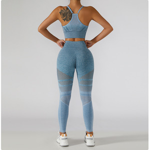 Conjunto Deportivo de 2 Piezas para Mujer, Transpirable, Sin Costuras, de Spandex/Nailon, Ecológico, de Secado Rápido, para Correr en Interiores, Fitness y Yoga - Product Image 4