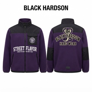 Chaqueta con Capucha Unisex de Polar Premium de 300 GSM, Suave, Cálida, Impermeable, Anti-UV, con Paneles en Contraste Morado y Negro, Cierre Completo - Product Image 1