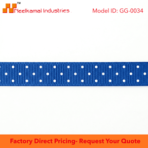 Cinta de Grosgrain Estampada con Puntos Azules y Blancos de 6 mm de Neelkamal Industries, 100% Poliéster, Resistente al Encogimiento, Decorativa, al por Mayor - Product Image 4