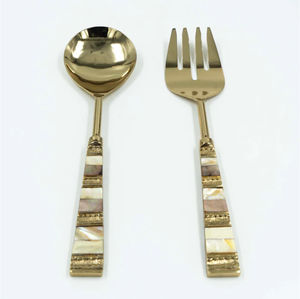 Ensemble de cuillères et fourchettes à salade en acier inoxydable noir mat, design moderne, manche long, ustensiles de cuisine en métal pour hôtel - Product Image 6