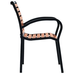 2pcs nero e marrone Patio sedie in acciaio resistente e materiale WPC - Product Image 4