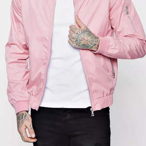 Chaqueta Bomber Rosa Personalizada con Cierre en las Mangas, Estilo Deportivo para Fiestas, Otoño, Transpirable para Hombre - Product Image 3