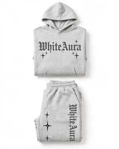 Conjunto Deportivo WhiteAura, Sudadera con Capucha Unisex, Pantalones Deportivos con Cordón, Cierre de Cremallera, Poliéster, Ropa Casual de Invierno, Transpirable - Product Image 4