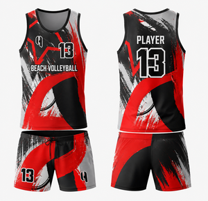 Conjunto de Camiseta de Voleibol de Playa sin Mangas, Sublimada, Absorbente de Humedad, Uniforme Deportivo Unisex para Adultos, Ropa Deportiva de Verano, Rojo, Negro, Blanco - Product Image 1