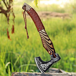 Hache de chasse artisanale en acier industriel à haute teneur en carbone, manche en bois de rose, étui en cuir, 1,5 kg, multi-usages, camping, extérieur - Product Image 4