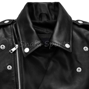 Veste en cuir d'agneau pour femme, hiver, coupe oversize, noire, décontractée, imperméable, avec fermeture éclair, personnalisable - Product Image 3