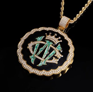 Iced Out Moissanite <b>Initial</b> <b>Pendant</b> With Crown Design 18K Gold Plated Luxury Charms For Everyday Wear Hip Hop Custom <b>Pendant</b> - Product Image 2