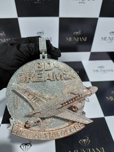 Colgante de Avión Personalizado de Plata de Ley 925 con Moissanita, Colgante de Jet Privado con Incrustaciones de Diamantes, Joyería Hip Hop - Product Image 1