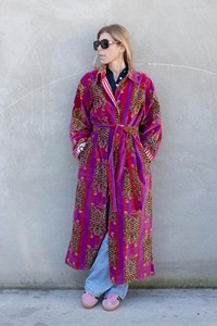Kimono Largo con Estampado Floral para Mujer, Manga Tres Cuartos, Cuello Clásico, Suave, Ropa de Invierno, 100% Algodón, con Cordón Ajustable - Product Image 4