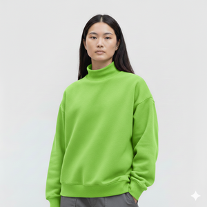 Women Long Autumn Printed Oversized Mockneck High Quality Winter Pullover Relaxed Fit Casual <b>Top</b> Made with Durable Fabric - Product Image 1