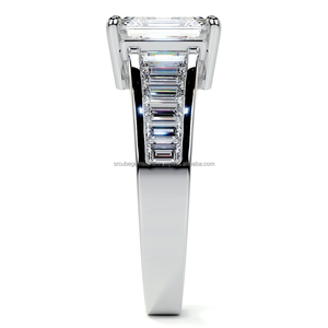 ขายดีที่สุด925เงินสเตอร์ลิงเครื่องประดับงานหมั้นของผู้หญิงวงครึ่งทองแหวนมรกตสี่เหลี่ยมตัดเพชร CVD สำหรับงานแต่งงาน - Product Image 5