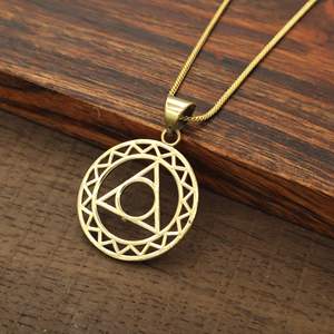 Pendentif géométrique plaqué or, charme unisexe, style vintage, collier en alliage, bijoux - Product Image 2