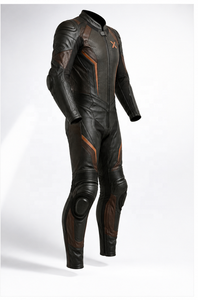 Combinaison de moto en cuir pour homme |   Noir Brun |   Fabricant OEM ODM |   Qualité de conception haut de gamme |   Combinaison de course - Product Image 2