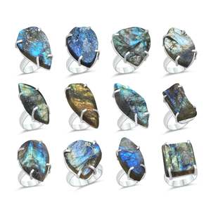 Unique Design Vintage Handmade <b>Rings</b> For <b>Men</b> & Women Hot Sale Good Quality Natural Labradorite Raw Cut Mixed Shape Gemstone - Product Image 2