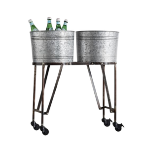 Finest Quality Galvanized Metal Beverage Tub Ice Bucket With Iron Stand & Handles For Party Wedding Barware Wine <b>Cooler</b> Bucket - Product Image 5