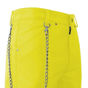 Shorts Bermuda jaunes taille haute pour homme avec chaîne décorative, style décontracté, fermeture boutonnée - Product Image 6