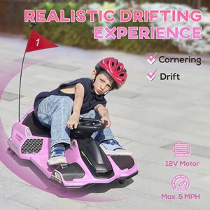 Pink 12V Electric Drifting Go Kart Slow Start Music Lights 4x4 <b>Drive</b> <b>Disc</b> Brake Custom Engine Capacity for Children-1 Year - Product Image 4