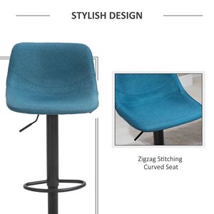 Set of 2 Comfortable Blue Padded Swivel Bar <b>Stools</b> <b>with</b> Chrome Base Metal Frame Adjustable <b>Back</b> for Home Bar Kitchen Counter - Product Image 6