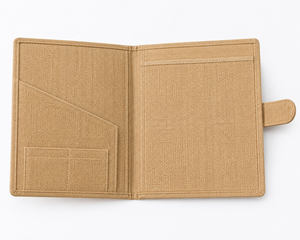 แฟ้มธุรกิจผ้ากระสอบป่านสีเบจ ปกมีลายพร้อมสายรัดปิด - Product Image 3
