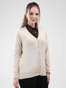 Cardigan en tricot beige pour homme Monte Carlo, couleur unie, boutonnage simple sur le devant - Product Image 4