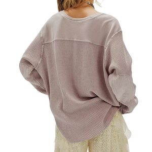 Camiseta Térmica de Lujo para Mujer, Unisex, Talla Grande, Diseño Personalizado, 100% Algodón, Tejido Waffle Transpirable, con Logotipo - Product Image 2