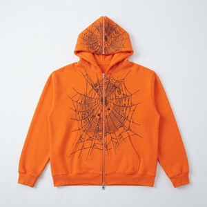 Sudadera con capucha y cremallera para hombre, color blanco, con estampado de telaraña, informal, de algodón tejido, corte regular, estilo bapehoodie, para otoño - Product Image 3