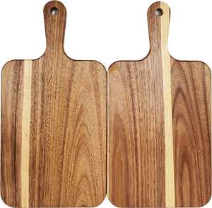 Ensemble de 3 planches à découper en bois d'acacia durables et écologiques avec poignée pour servir charcuterie, fromage, viande et pain - Ustensiles de cuisine - Product Image 6