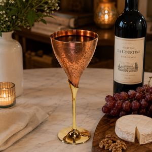 Engraved Copper <b>Wine</b> <b>Goblet</b> 200ml Two Tone Gold Stem Long Stemmed Metal <b>Wine</b> Glass For Wedding Party Bar Dining - Product Image 3
