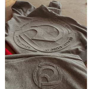 Ensembles deux pièces personnalisés pour hommes : Survêtements en molleton avec logo brodé, imprimé décontracté, design tricoté hiver, à capuche - Product Image 3