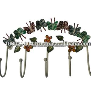 Iron Butterfly Wrought Iron Towel and Coat Hook PVC Flexible Door Wall Hook <b>for</b> <b>Clothes</b> and Tools <b>for</b> Door Application - Product Image 1