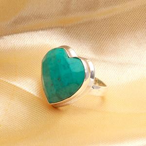 925 Sterling Silver Bezel Setting Heart Shape Classic Statement <b>Ring</b> Natural <b>Turquoise</b> Gemstone New Design Wholesale - Product Image 3