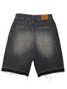<b>Black</b> Denim <b>Shorts</b> for <b>Men</b> Vintage Washed Baggy Jorts Frayed Hem Casual Streetwear - Product Image 2